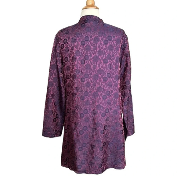 BIANCO LEVRIN Asian Inspired Tunic Topper Jacket Silk Blend Jacquard Ethereal - Picture 8 of 16
